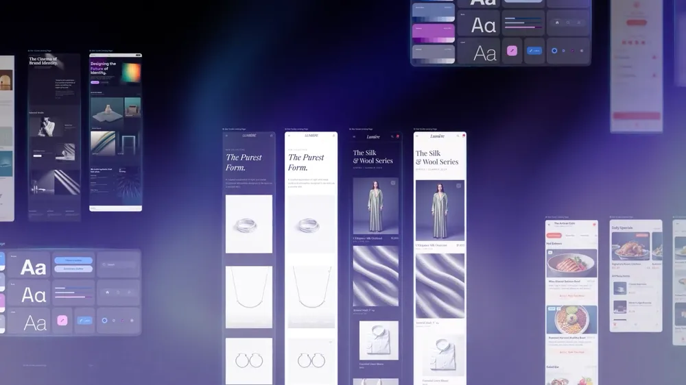 Canvas infini de Stitch avec plusieurs écrans de design flottants